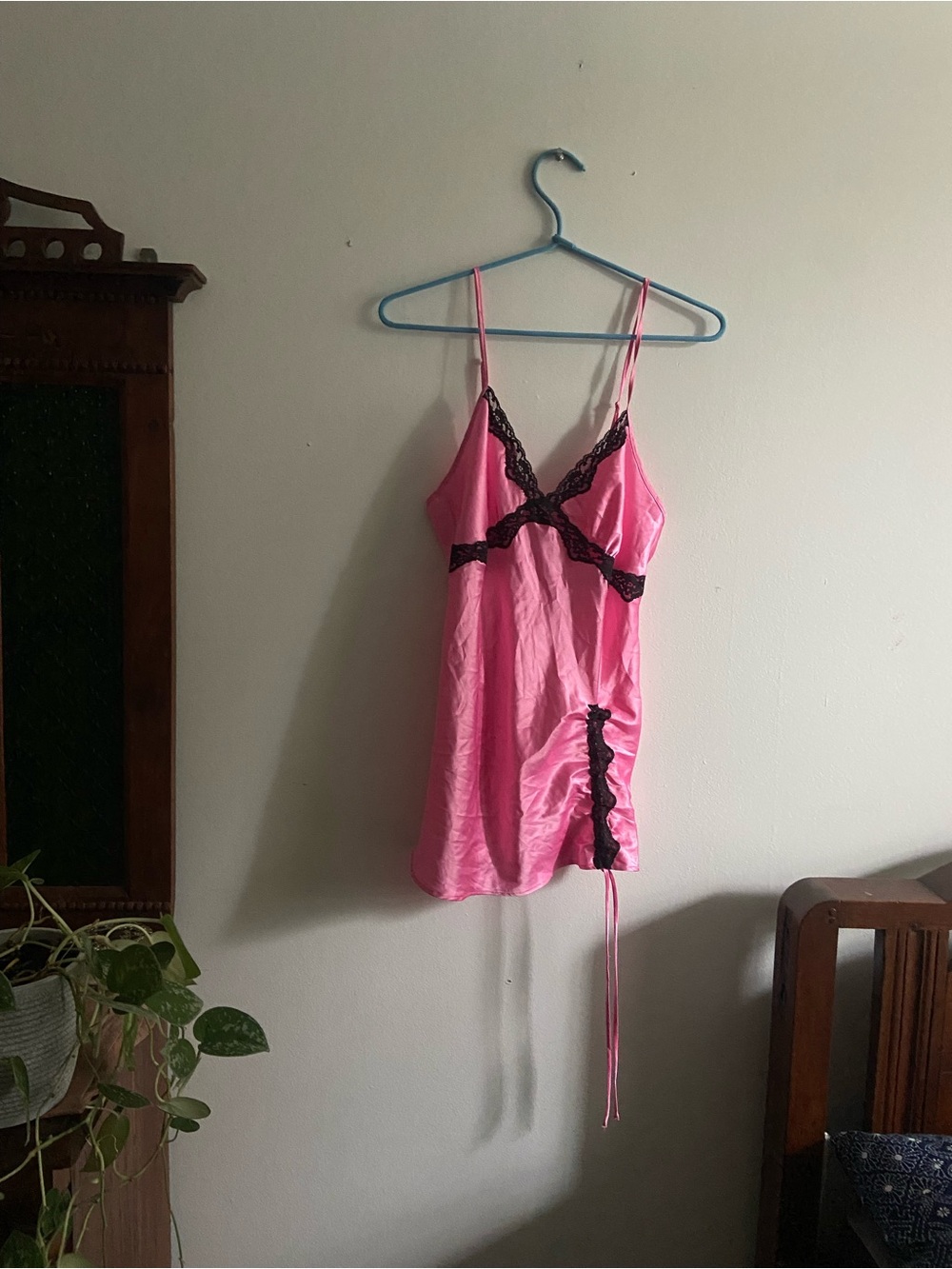 2000s Victorias Secret satin Lace-Trim Satin Chemise Nightgown